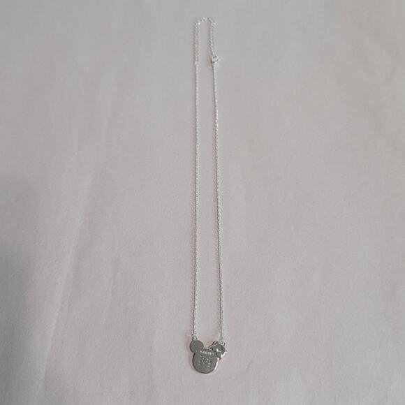 Disney Silver-Tone Clear Rhinestone Letter M Necklace Minnie Mouse Bow Pendent - Picture 6 of 15